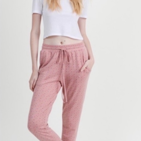 NWT First Love Pink Polka Dot Lounge Pants Size Medium - Picture 2 of 11